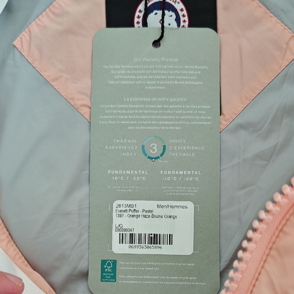 Canada Goose Brand New Orange Haze Everett Puffer With White Label - Picture 3 of 9